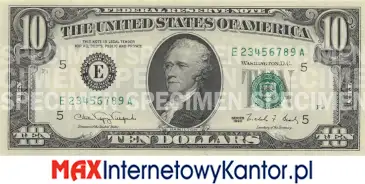 10 dolarów merykańskie 1990 r. awers