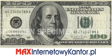100 dolarów merykańskie 1996 r. awers